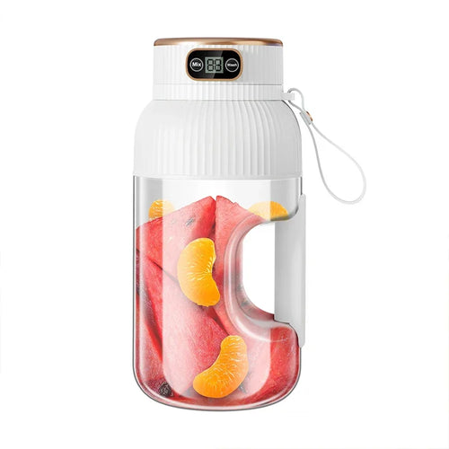 1000ml Portable Juice Blender, USB Charging Juice Blender, Orange-Lemon Juice Cup, Fruit Smoothie Blender, Kitchen Tools - Color: White